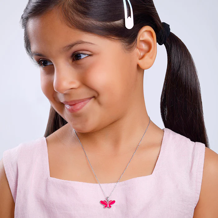 Silver Pookie Butterfly Kids Pendant With Link Chain - Image 3