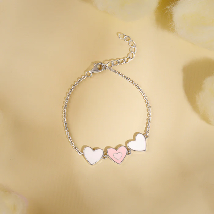 Silver Pookie Hearts Kids Bracelet (2 - 8 Years) - Image 2