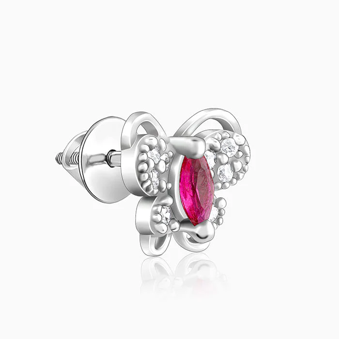 Silver Pop Pink Studded Butterfly Studs - Image 4