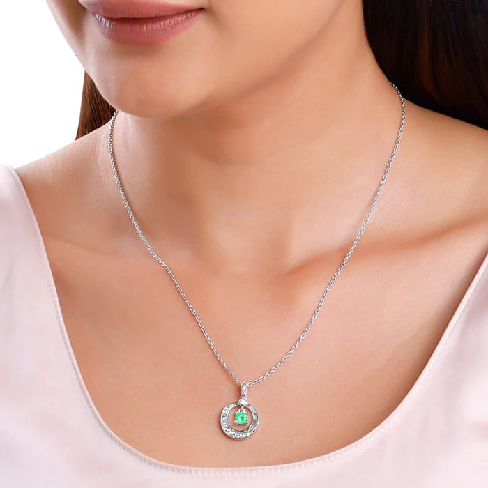 Silver Prettified Pendant With Link Chain - Image 3