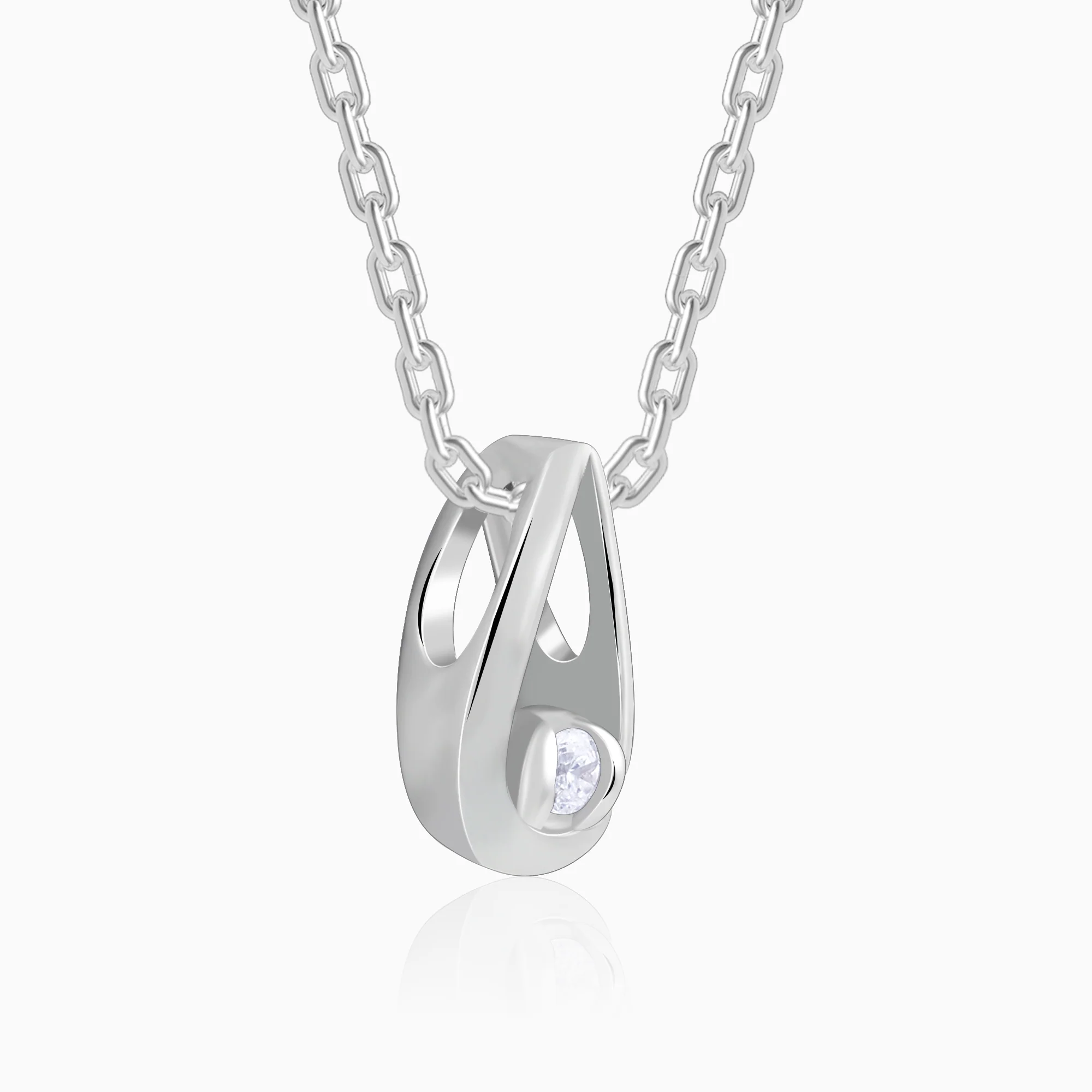 Silver Pretty Drop Pendant With Link Chain - Image 4