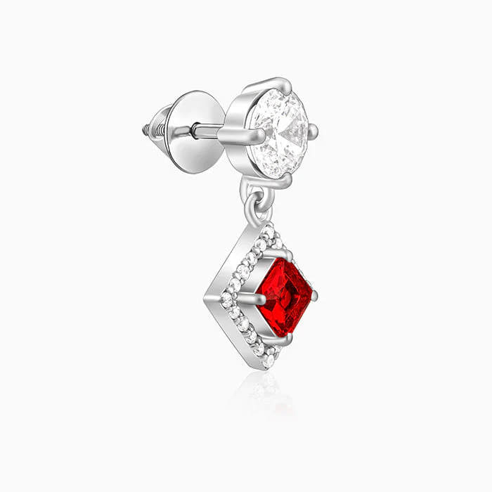 Silver Princess in Red Earrings - Image 4