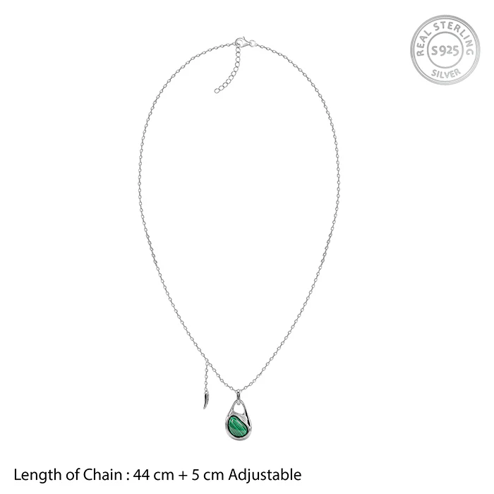 Silver Prism in Green Pendant With Link Chain - Image 5