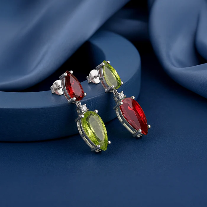 Silver Prismatic Echo Drop Earrings - Image 2