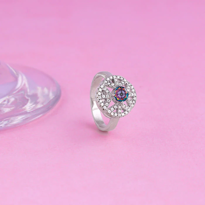 Silver Quatrefoil Radiance Ring - Image 2