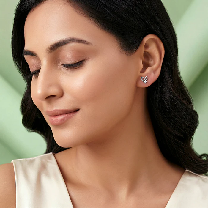Silver Rabbit Stud Earrings - Image 3