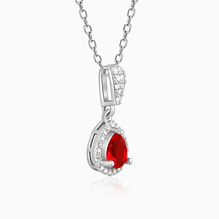 Silver Radiant Ruby Pendant With Link Chain - Image 4