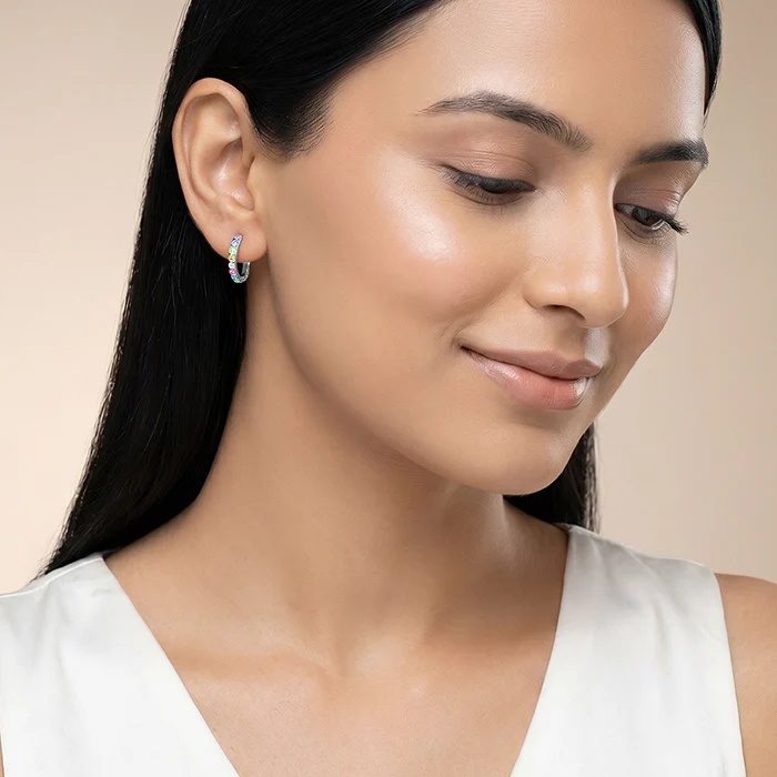 Silver Radiant Splendor Hoop Earrings - Image 3