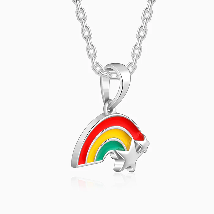 Silver Rainbow Hug Kids Pendant With Link Chain - Image 4
