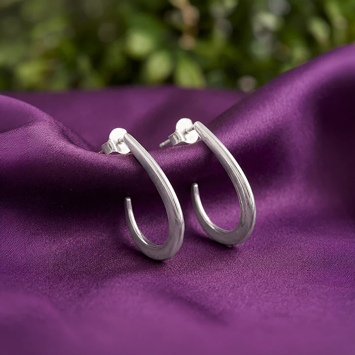 Silver Ray J Hoop Earrings - Image 2