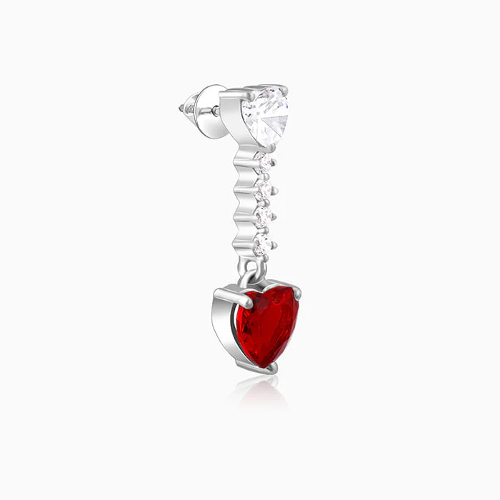 Silver Red Heart Dangler Earrings - Image 4