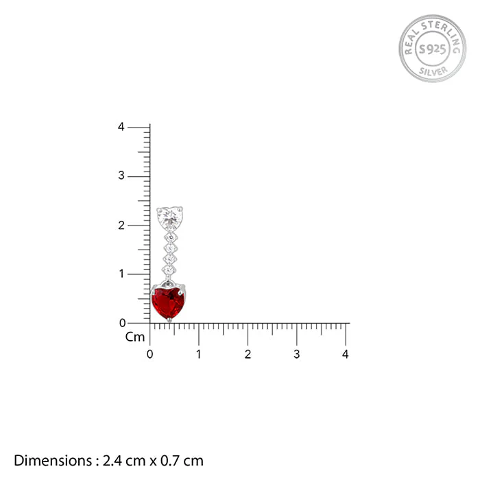 Silver Red Heart Dangler Earrings - Image 5