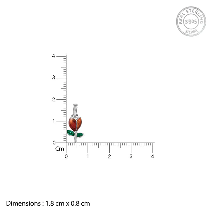 Silver Red Roses Pendant With Link Chain - Image 5