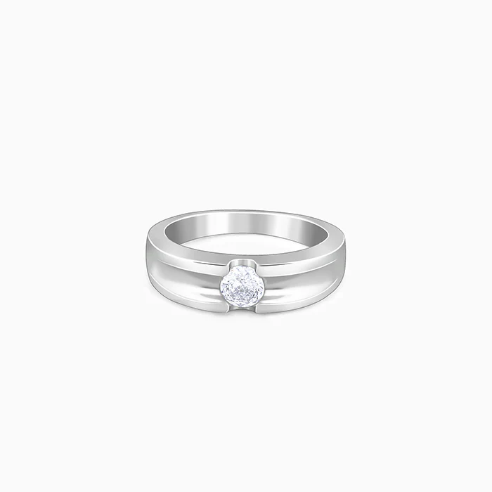 Silver Regal Grid Ring For Him