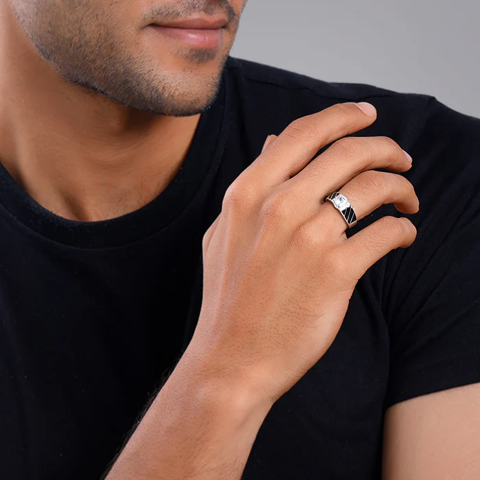 Silver Regal Spark Ring For Him - Image 3