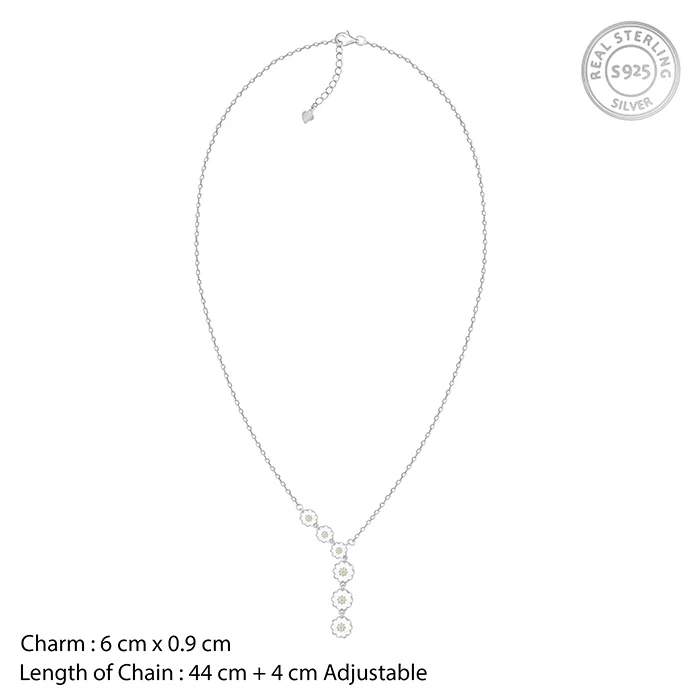 Silver Retro Lariat Necklace - Image 4