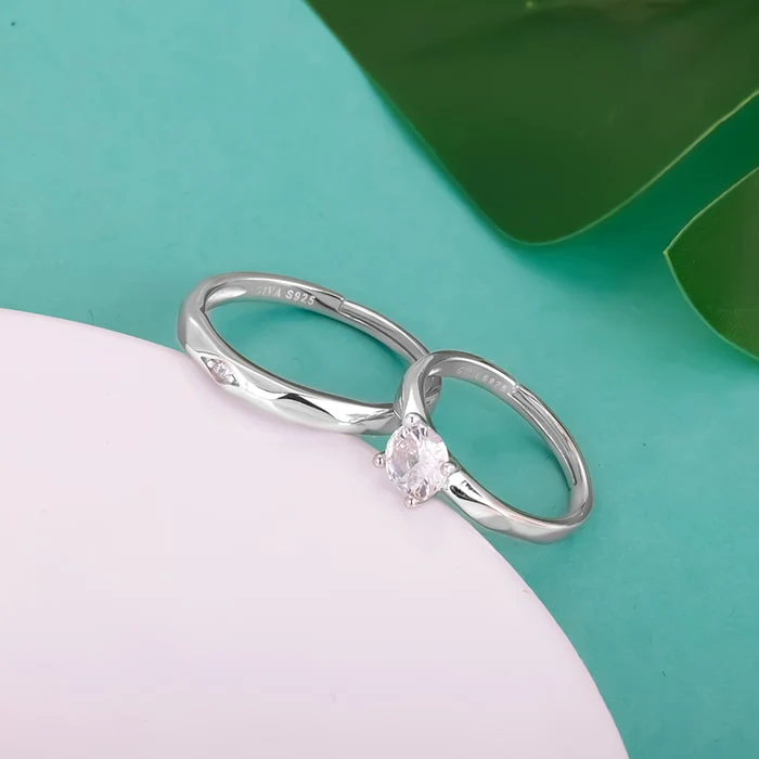 Silver Rhomb Couple Band - Image 2