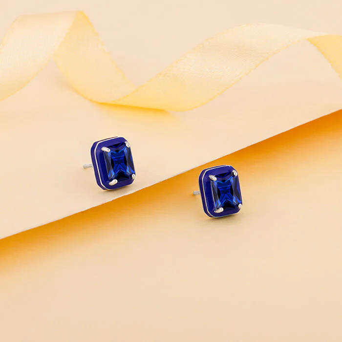 Silver Royal Blue Earrings - Image 2