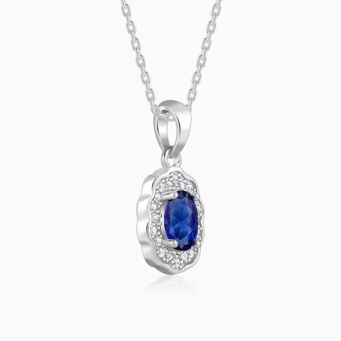 Silver Royal Halo Pendant with Link Chain - Image 4
