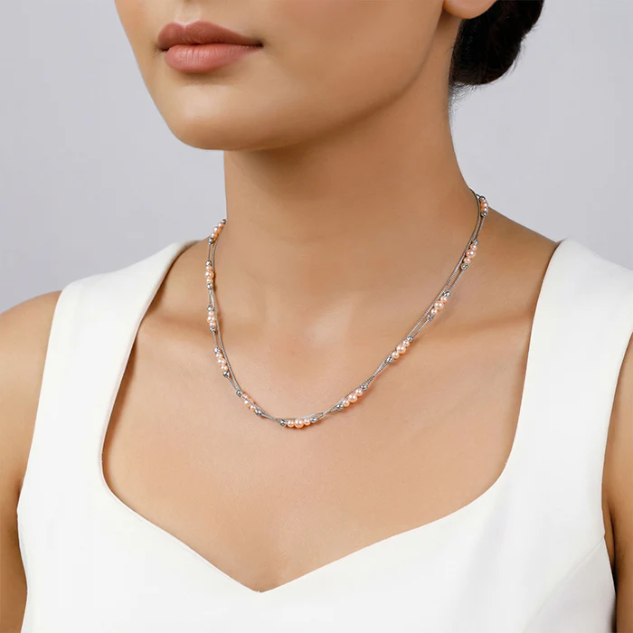 Silver Sandra Layered Pearl Necklace - Image 3