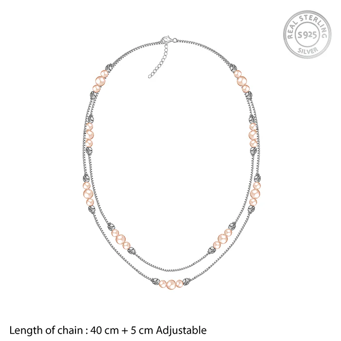 Silver Sandra Layered Pearl Necklace - Image 4
