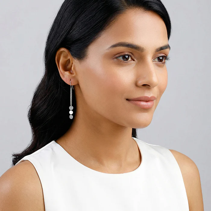 Silver Seriqo Flow Sui Dhaga Earrings - Image 3