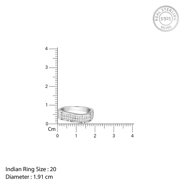 Silver Shimmer Wave Ring For Him - Image 6