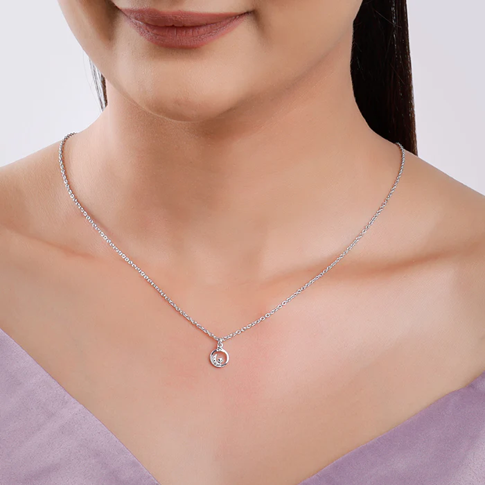 Silver Shining Moon Pendant with Link Chain - Image 3