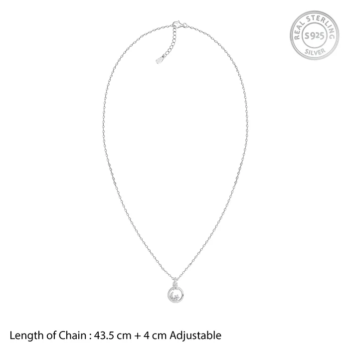 Silver Shining Moon Pendant with Link Chain - Image 6