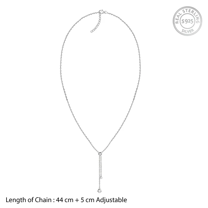 Silver Shinny Beauty Lariat Necklace - Image 4