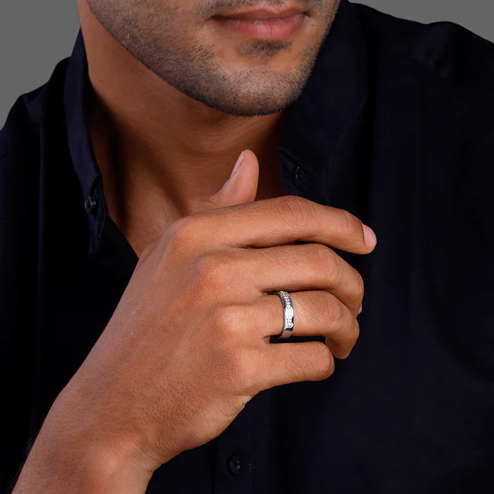 Silver Simple Serenity Men's Ring - Image 4