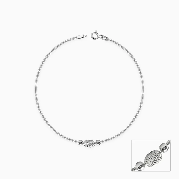 Silver Single Sphere Chain Anklet