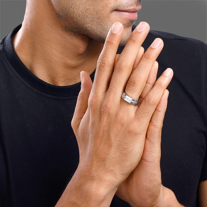 Silver Sleek Brilliance Ring For Him - Image 3