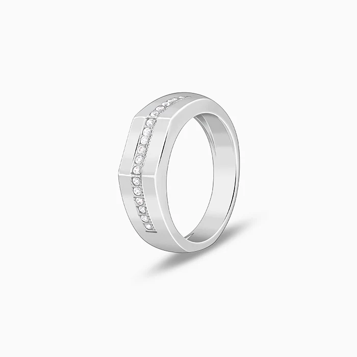 Silver Sleek Brilliance Ring For Him - Image 4