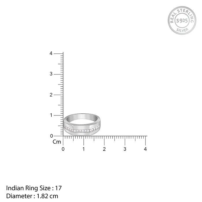 Silver Sleek Brilliance Ring For Him - Image 5
