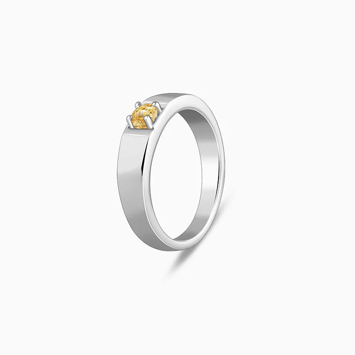 Silver Solitaire Citrine Ring For Him - Image 4