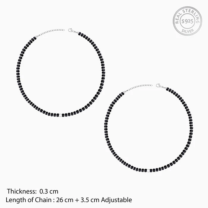 Silver Soul Spirit Black Bead Anklet - Image 4