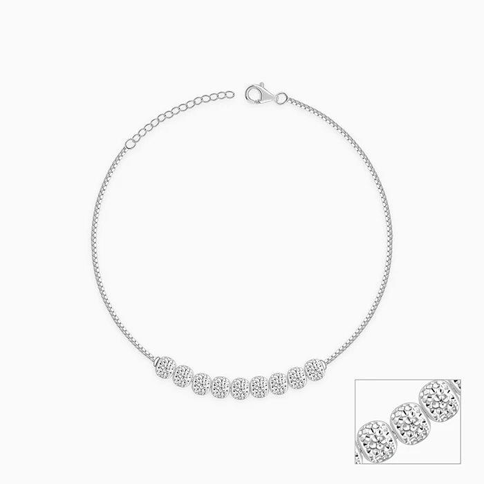 Silver Sparkling Bead Anklet - Image 3
