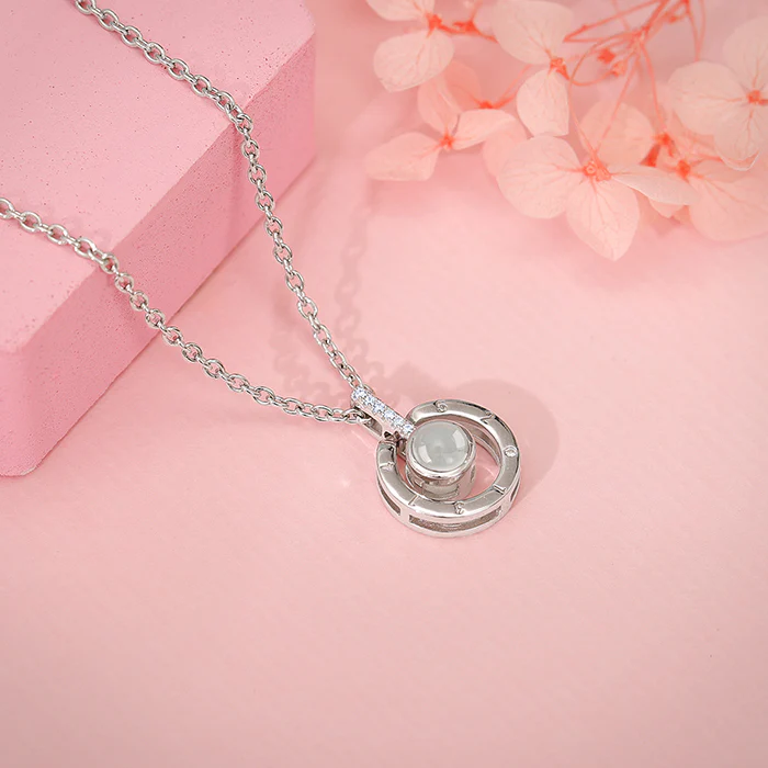 Silver A 100 I Love You Pendant With Link Chain - Image 3