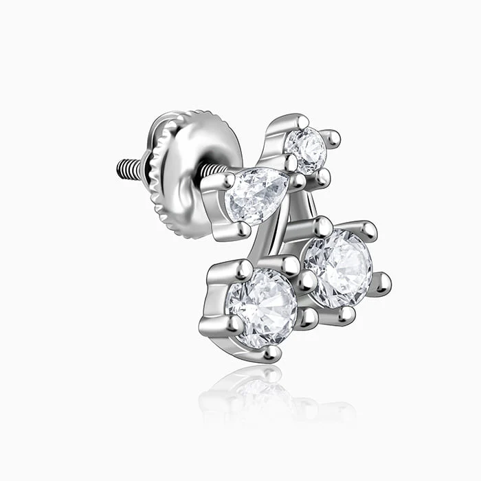 Silver Sparkling Floral Studs - Image 4