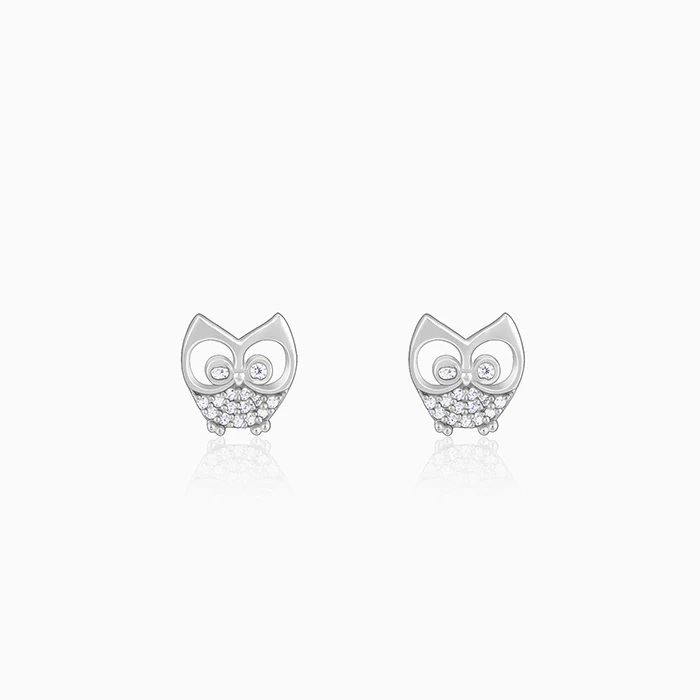Anushka Sharma Silver Sparkling Owl Earrings