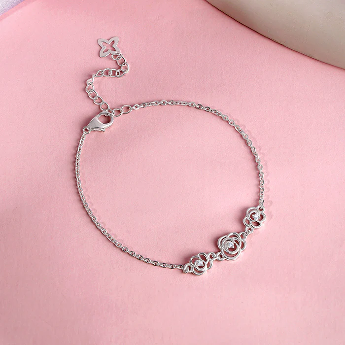 Silver Sparkling Roses Bracelet - Image 2