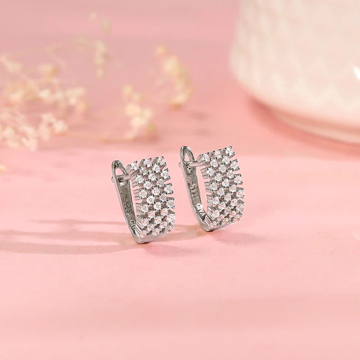 Silver Sparkling Shine Hoop Earrings - Image 2