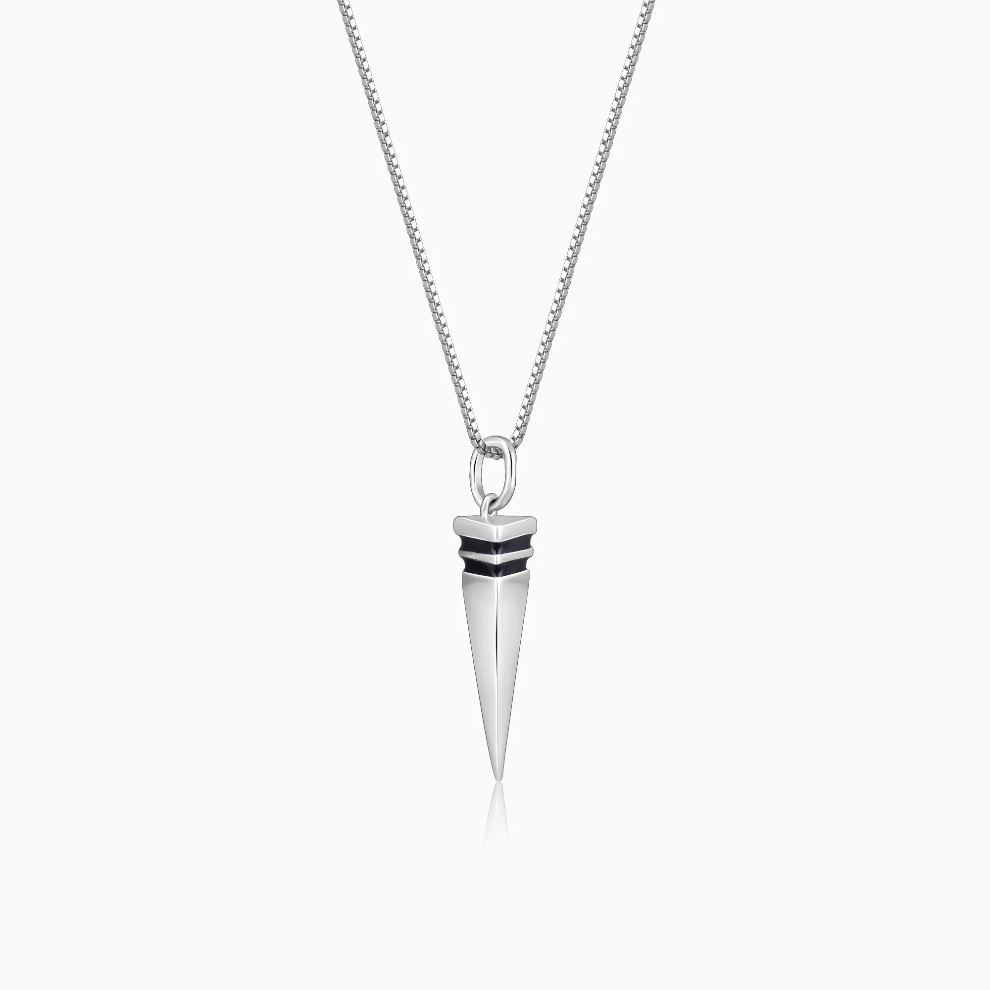 Silver Spike Pendant With Link Chain For Him - Image 4