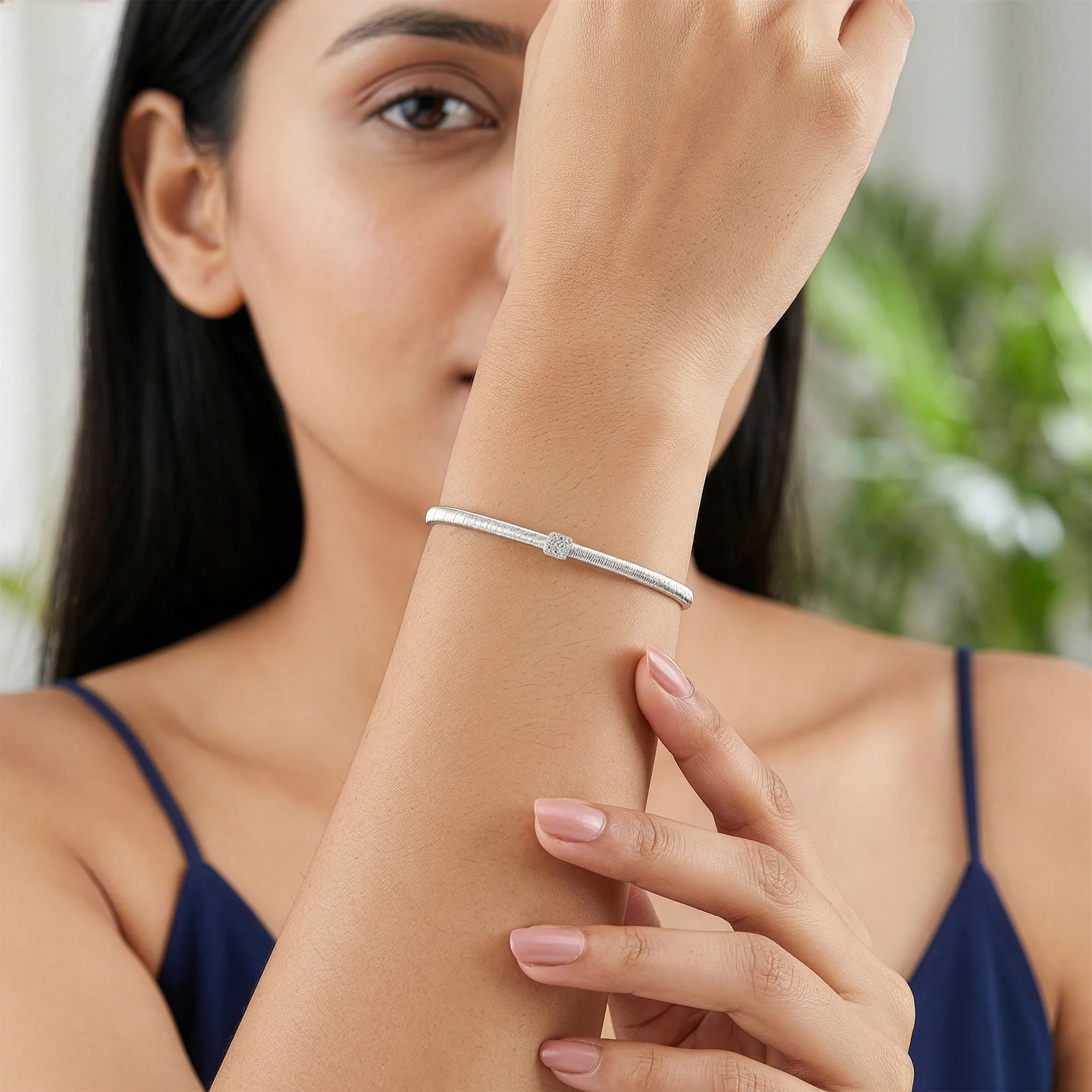 Silver Square Barrel Bracelet - Image 3