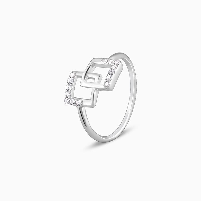 Silver Square Duo Ring - Image 4