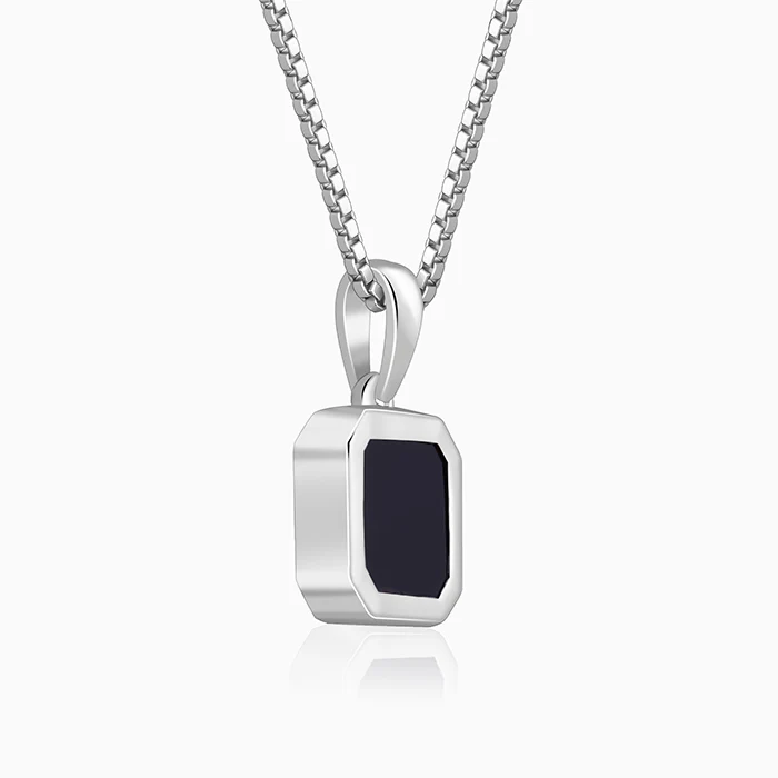 Silver Squared Up Pendant With Link Chain For Him - Image 4