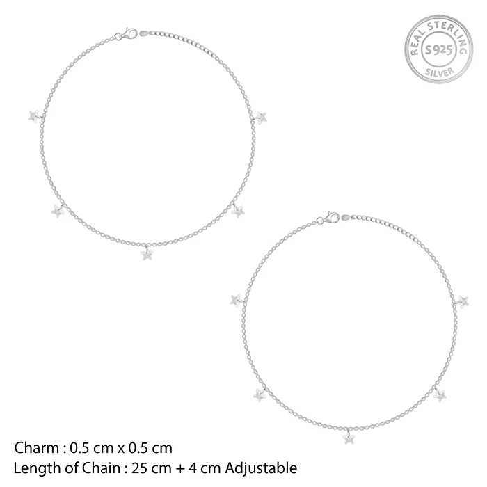 Silver Star Charmed Anklet - Image 4