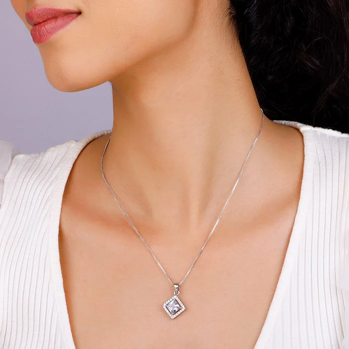 Silver Starlight Sparkle Pendant With Box Chain - Image 3