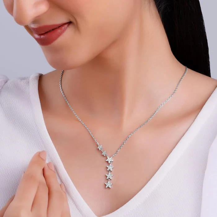Silver Starry Drop Necklace - Image 3